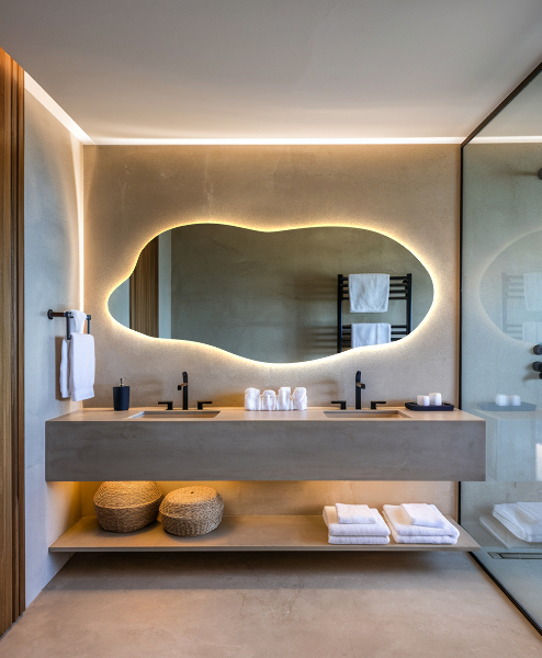 Spegel LED belysning organisk form dekorativt 45x100 cm