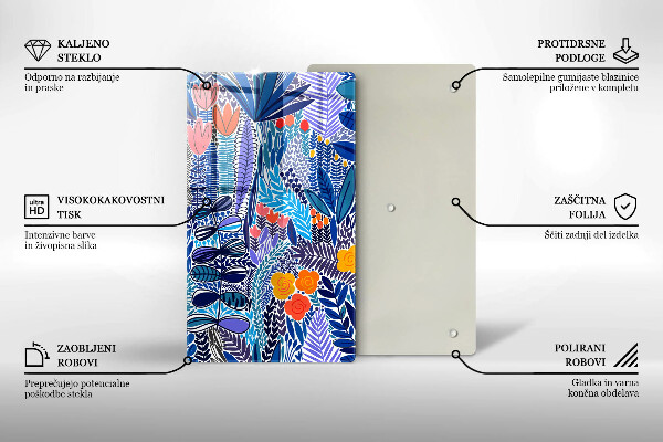 Skärbräda i glas Målad äng