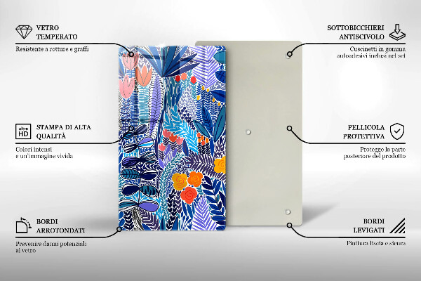 Skärbräda i glas Målad äng