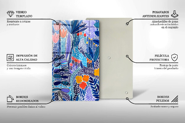 Skärbräda i glas Målad äng