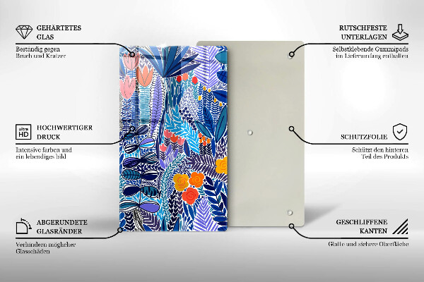 Skärbräda i glas Målad äng