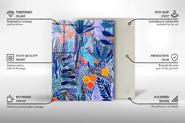 Skärbräda i glas Målad äng