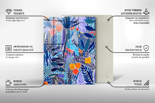 Skärbräda i glas Målad äng