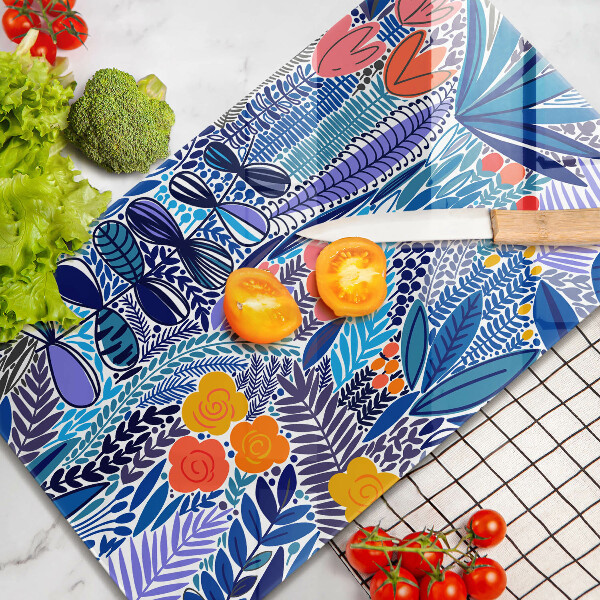 Skärbräda i glas Målad äng