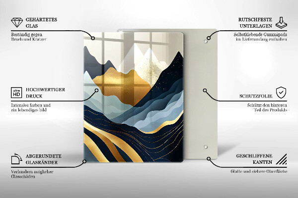 Skärbräda i glas Abstrakta berg