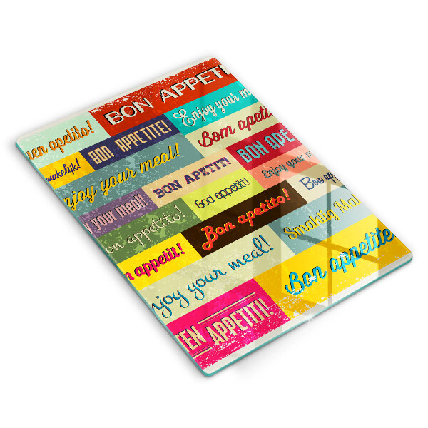 Skärbräda i glas God aptit undertexter språk