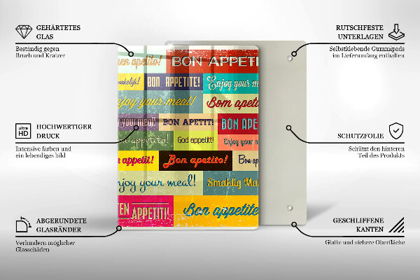 Skärbräda i glas God aptit undertexter språk