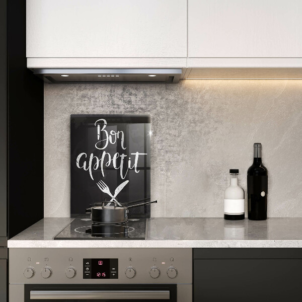 Skärbräda i glas Inskriptionen "Bon appetit"