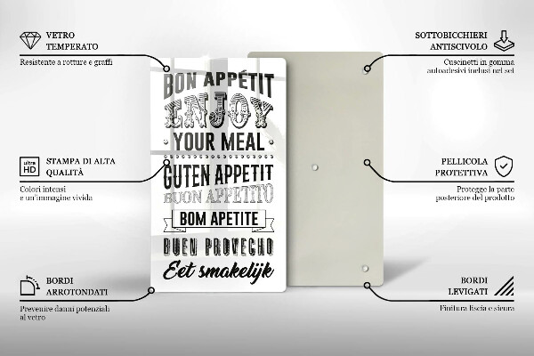Skärbräda i glas Köksbokstäver, maxim