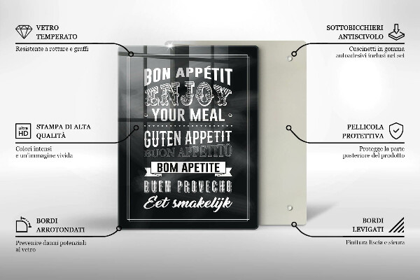 Skärbräda i glas Köksbokstäver, maxim