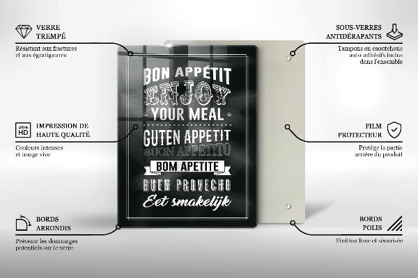 Skärbräda i glas Köksbokstäver, maxim