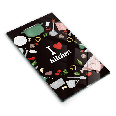 Skärbräda i glas Jag älskar köksillustration