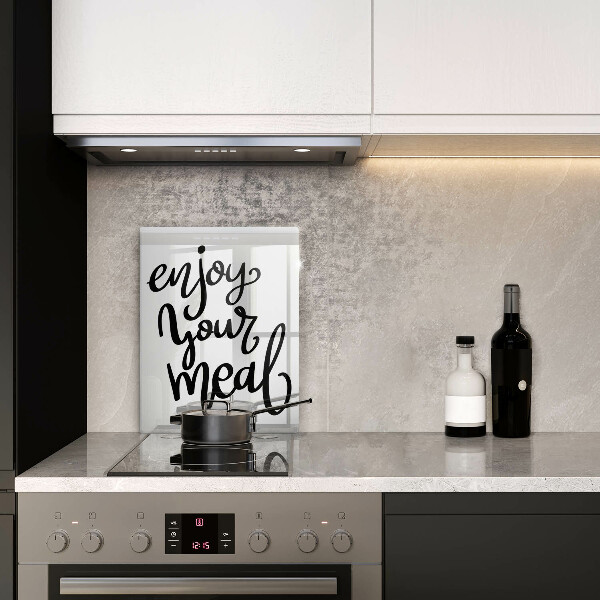 Skärbräda i glas Inskriptionen Njut av din måltid