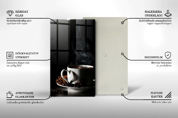 Skärbräda i glas En kopp varmt kaffe