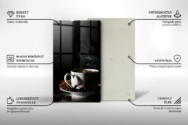 Skärbräda i glas En kopp varmt kaffe