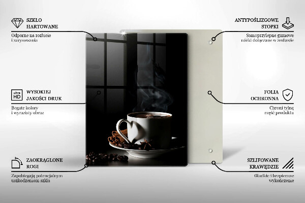 Skärbräda i glas En kopp varmt kaffe