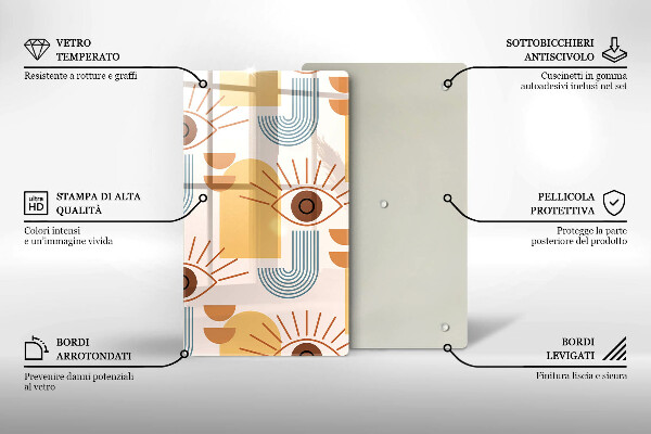 Skärbräda i glas Boho mönster ögon