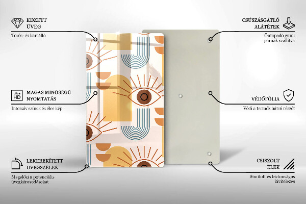 Skärbräda i glas Boho mönster ögon