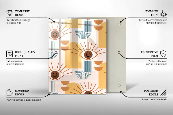 Skärbräda i glas Boho mönster ögon