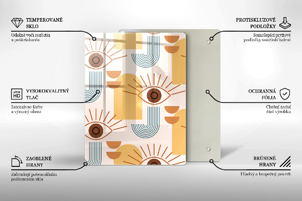 Skärbräda i glas Boho mönster ögon