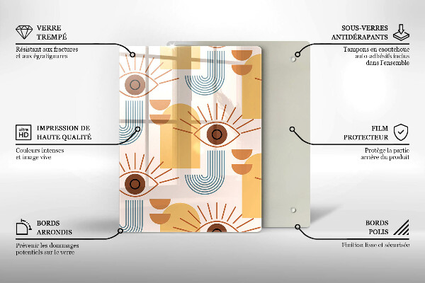 Skärbräda i glas Boho mönster ögon