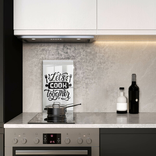 Skärbräda i glas Inskriptionen Låt oss laga mat tillsammans