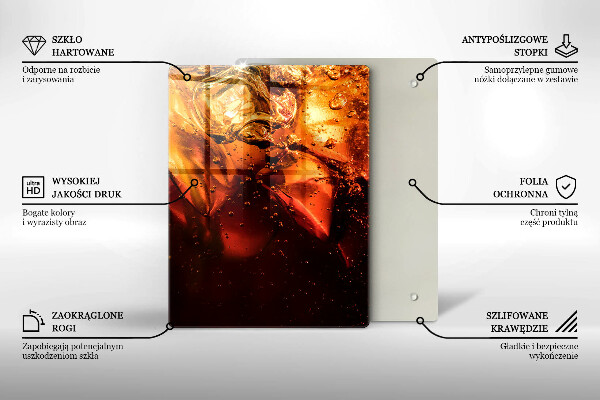 Skärbräda i glas Cola drink med is