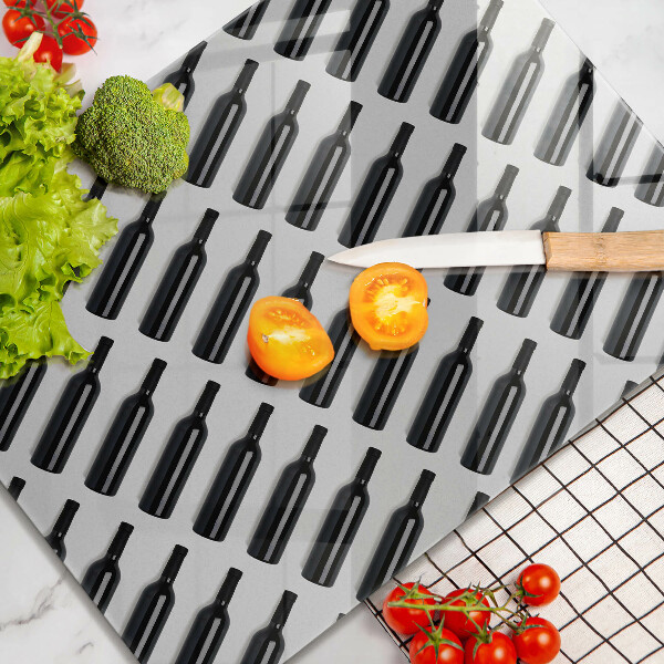 Skärbräda i glas Svarta vinflaskor