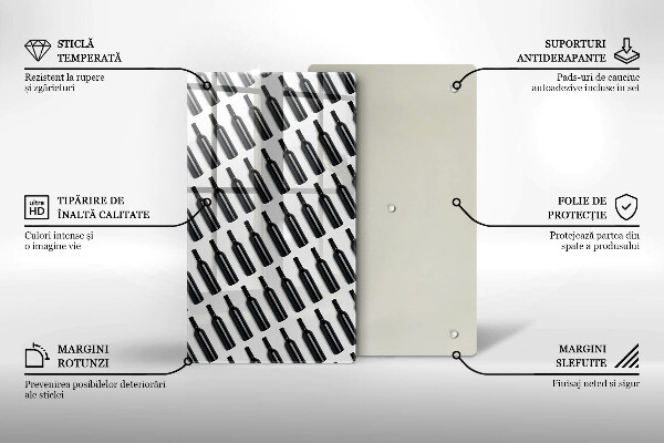 Skärbräda i glas Svarta vinflaskor