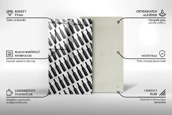 Skärbräda i glas Svarta vinflaskor