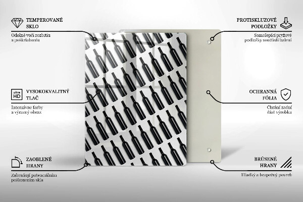 Skärbräda i glas Svarta vinflaskor