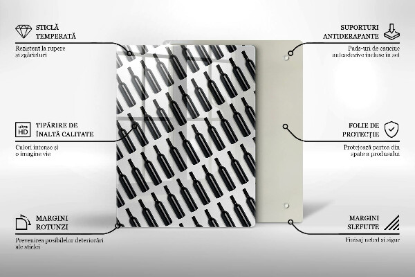 Skärbräda i glas Svarta vinflaskor