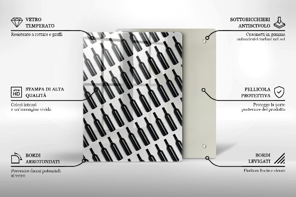 Skärbräda i glas Svarta vinflaskor