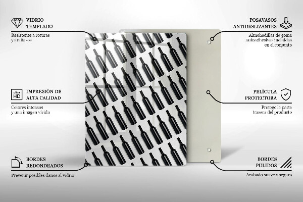 Skärbräda i glas Svarta vinflaskor