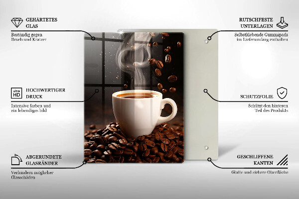 Skärbräda i glas En varm kopp kaffe