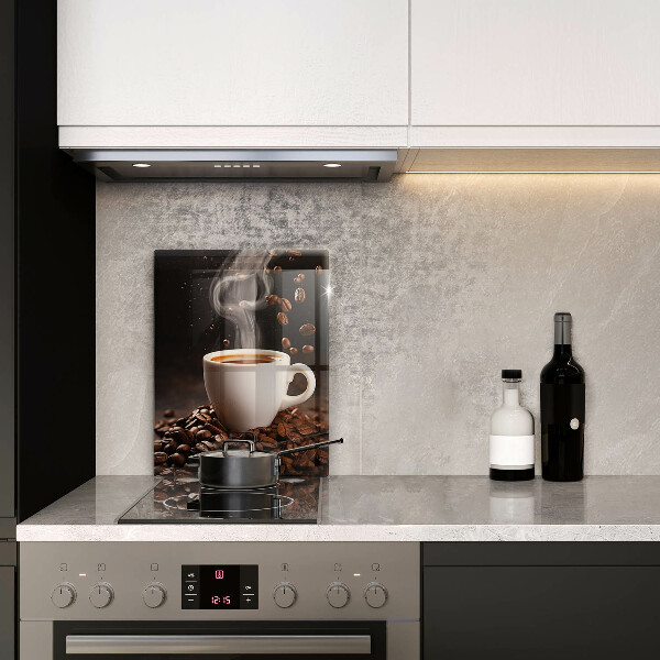 Skärbräda i glas En varm kopp kaffe