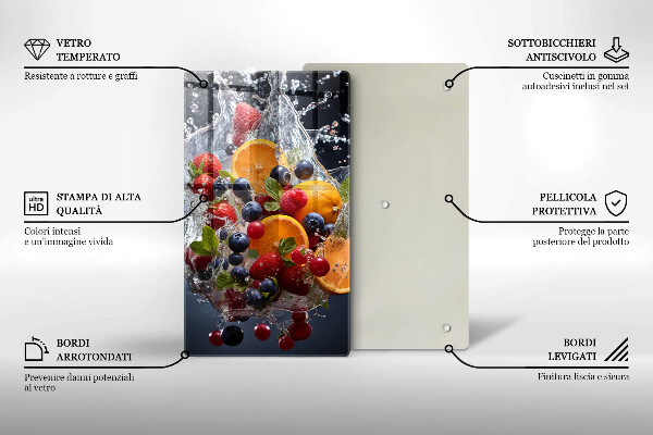 Skärbräda i glas Frukt i vatten