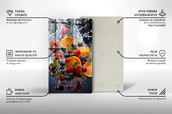 Skärbräda i glas Frukt i vatten