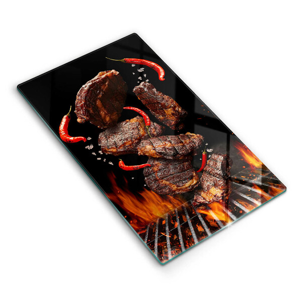 Skärbräda i glas Kött på grillen