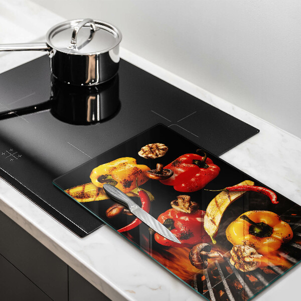 Skärbräda i glas Grillade grönsaker