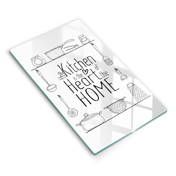 Skärbräda i glas Inskrift, mening