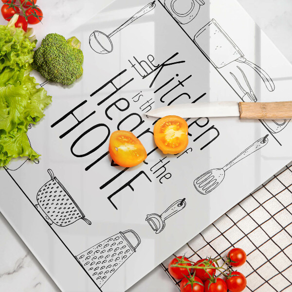 Skärbräda i glas Inskrift, mening