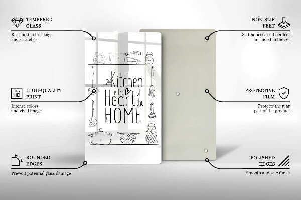 Skärbräda i glas Inskrift, mening