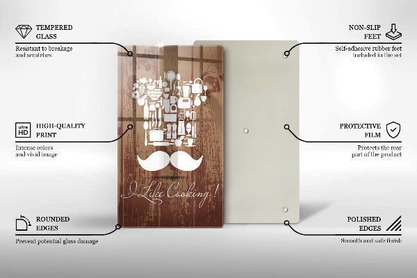 Skärbräda i glas Inskriptionen jag gillar att laga mat