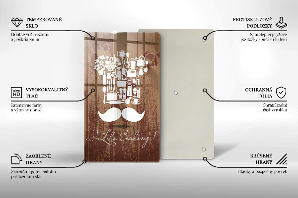 Skärbräda i glas Inskriptionen jag gillar att laga mat