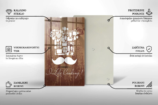 Skärbräda i glas Inskriptionen jag gillar att laga mat