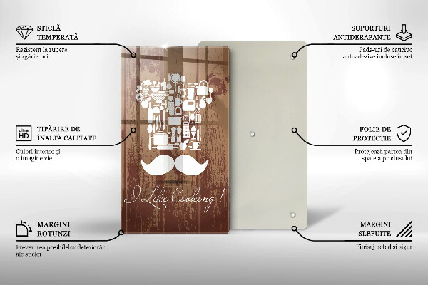 Skärbräda i glas Inskriptionen jag gillar att laga mat