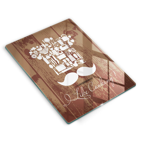 Skärbräda i glas Inskriptionen jag gillar att laga mat