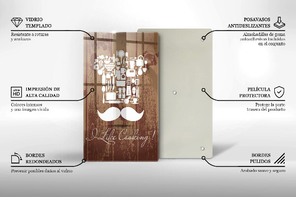 Skärbräda i glas Inskriptionen jag gillar att laga mat