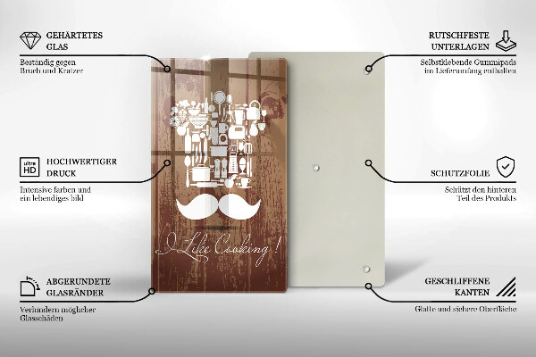 Skärbräda i glas Inskriptionen jag gillar att laga mat